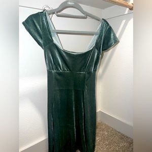 Velvet green , mini dress